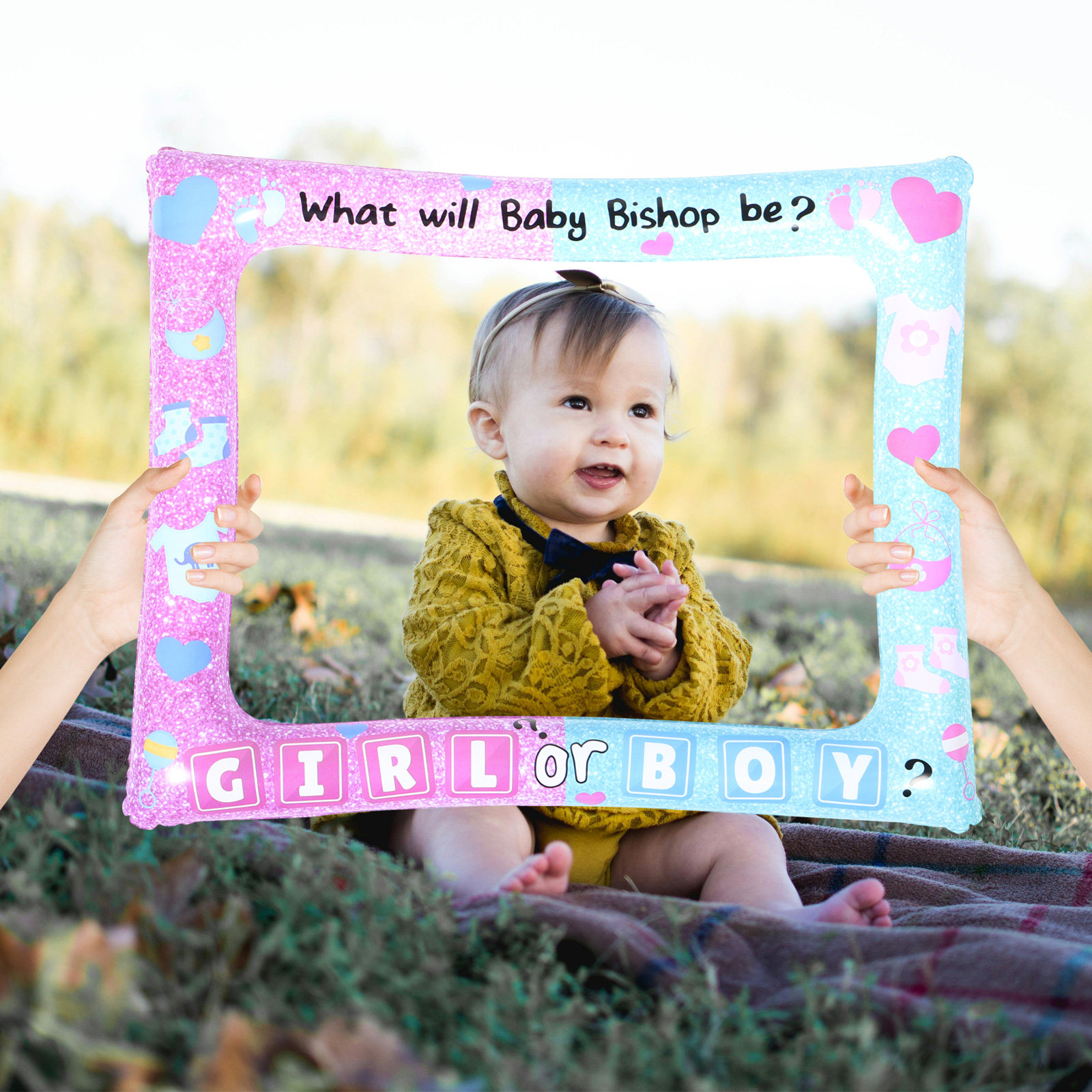 Photo Booth Frame - Baby-Gender-Reveal-Fotobox-Rahmen, aufblasbarer Foto-Requisitenrahmen, Babyparty-Dekoration, tragbar, leicht,