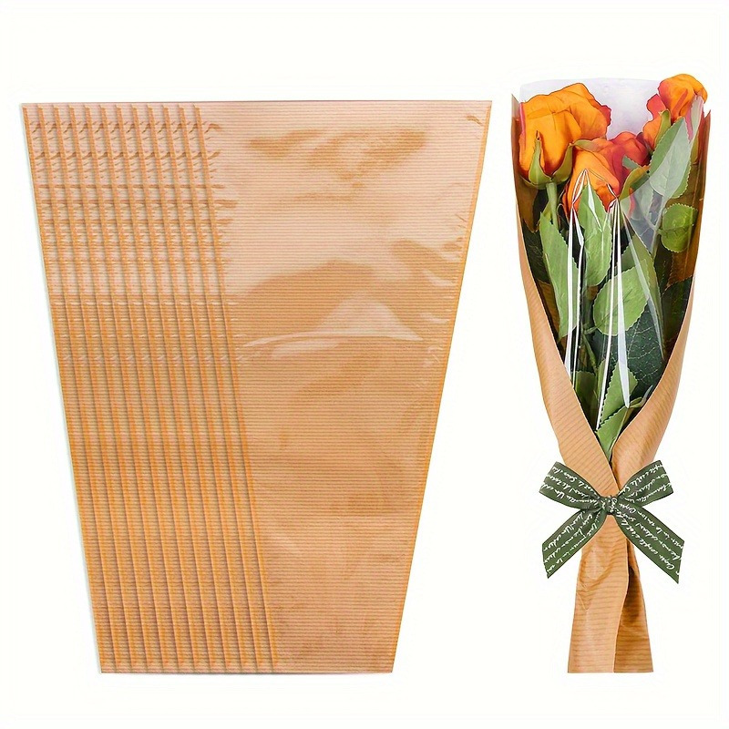 Cotton Candy Cone - 10 Stück transparente Blumenstrauß-Verpackungstüten, Kraftpapier-Blumenverpackungstüten, geeignet