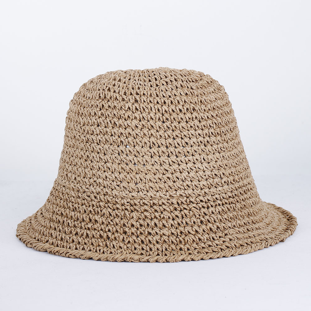 Paper Straw Color - Damen Stroh Sonnenhut gewebte Eimer Hut