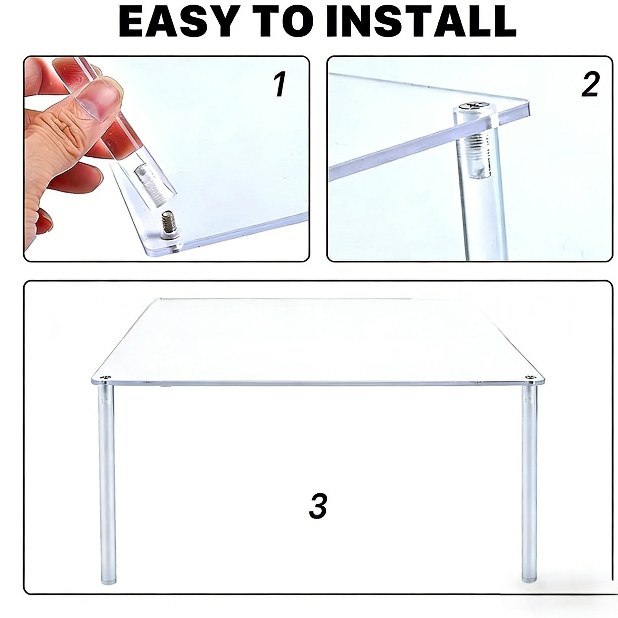 Cupcake Stand Tier - Cupcake-Ständer, quadratischer Kuchenständer, transparentes dreiteiliges Kuchenständer-Set,
