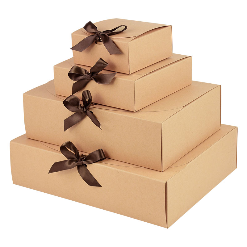 Papercraft Supply Ribbon - Geschenkbox aus Kraftpapier mit dekorativen Schleifenbändern,